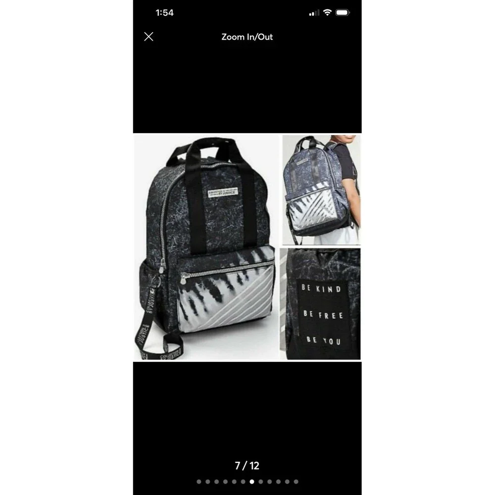 Justice Bookbag Set Collect X Set of 3 Tie Dye Silver lunch box bottle NWOT